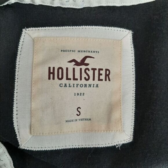 HOLLISTER Soft Velvet Full-Zip Hoodie Sweatshirt Jacket Black Sz S Flawed - Picture 11 of 12